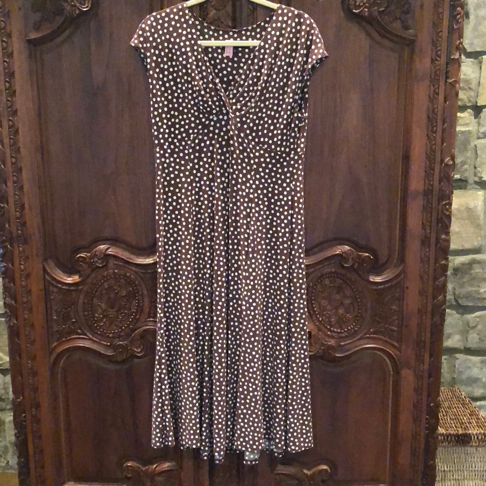 Brown with White Polka Dots Sleeveless Dress
